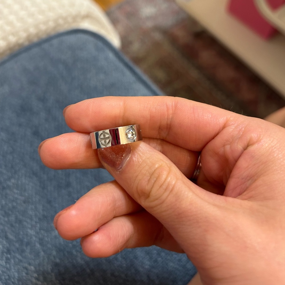 Love Ring with Rhinestones Sz 4.5
